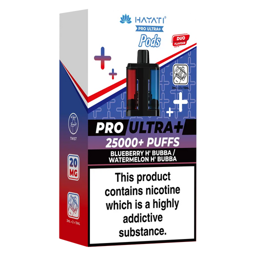 Hayati Pro Ultra Plus 25000 Blueberry H'Bubba / Watermelon H'Bubba Prefilled Pods
