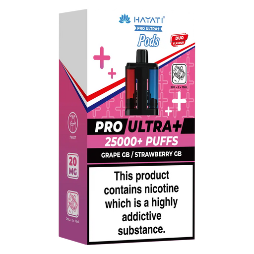 Hayati Pro Ultra Plus 25000 Grape GB / Strawberry GB Prefilled Pods