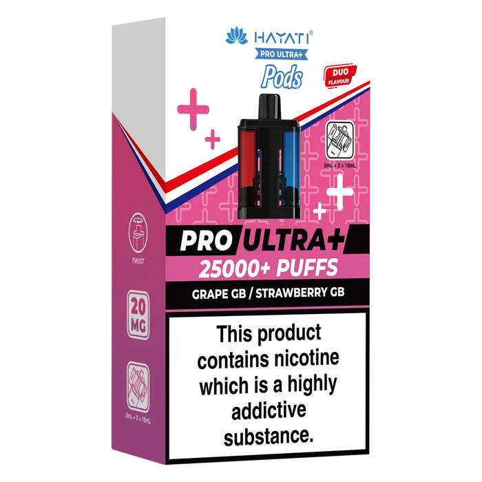 Hayati Pro Ultra Plus 25000 Grape GB / Strawberry GB Prefilled Pods