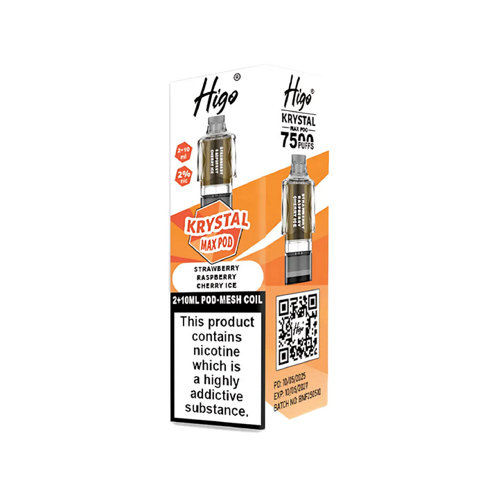 Strawberry Raspberry Cherry Ice  Higo Krystal Max 7500 Prefilled Pods