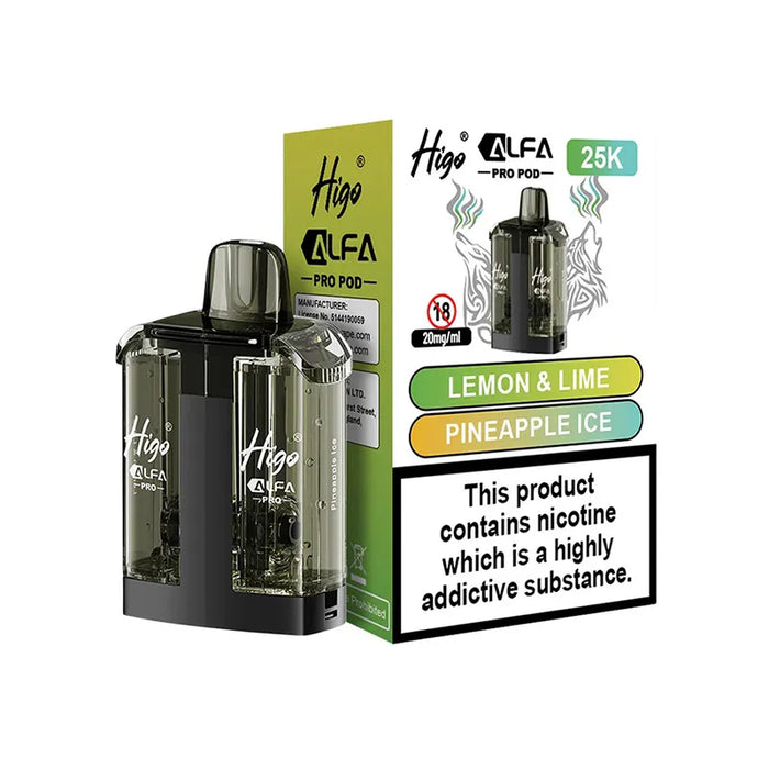 Lemon & Lime Pineapple Ice Higo Alfa Pro 25k Pods
