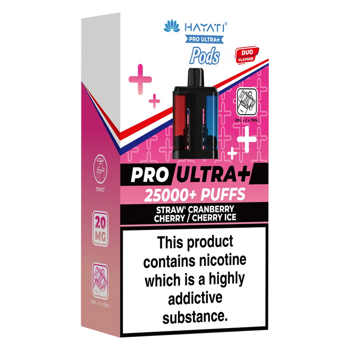 Hayati Pro Ultra Plus 25000 Straw Cranberry Cherry / Cherry Ice Prefilled Pods