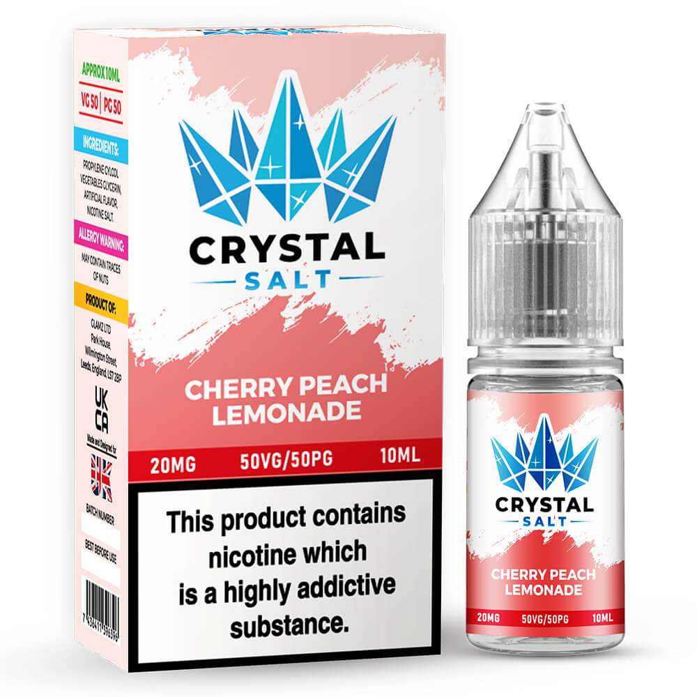 Crystal Salt Cherry Peach Lemonade Nic Salt E-Liquid |5 for £11