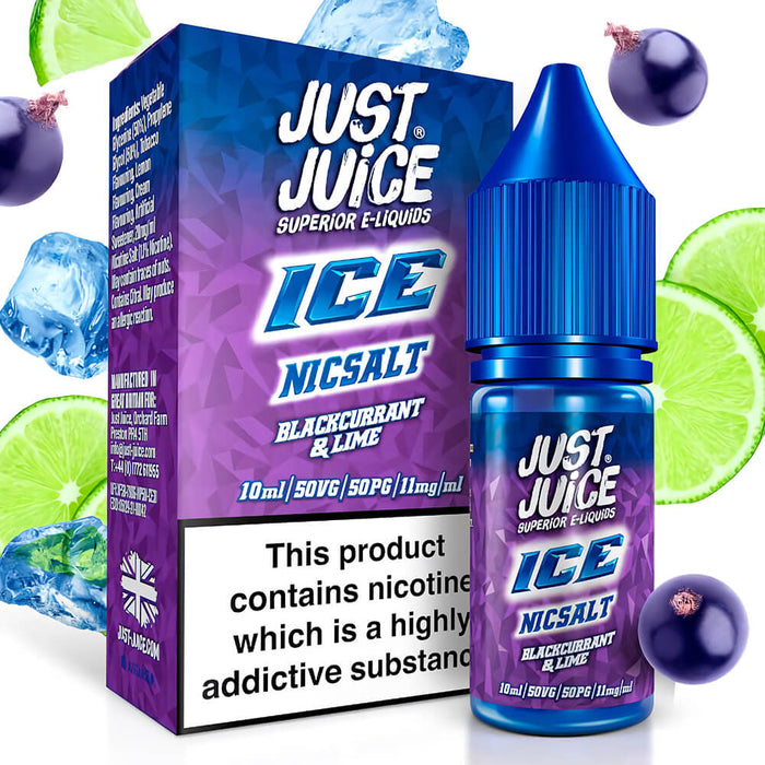 Just Juice Ice Blackcurrant Lime Nic Salt E-Liquid Just Juice Ice Blackcurrant Lime Nic Salt E-Liquid