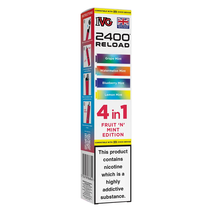 IVG 2400 Reload 4in1 Fruit N Mint Edition Prefilled Pods