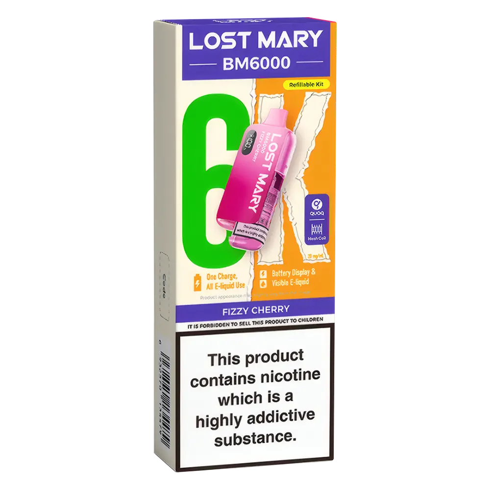 Lost Mary BM6000 Fizzy Cherry Prefilled Pod Kit | 5 for 40 Lost Mary BM6000 Fizzy Cherry Prefilled Pod Kit | 5 for 40