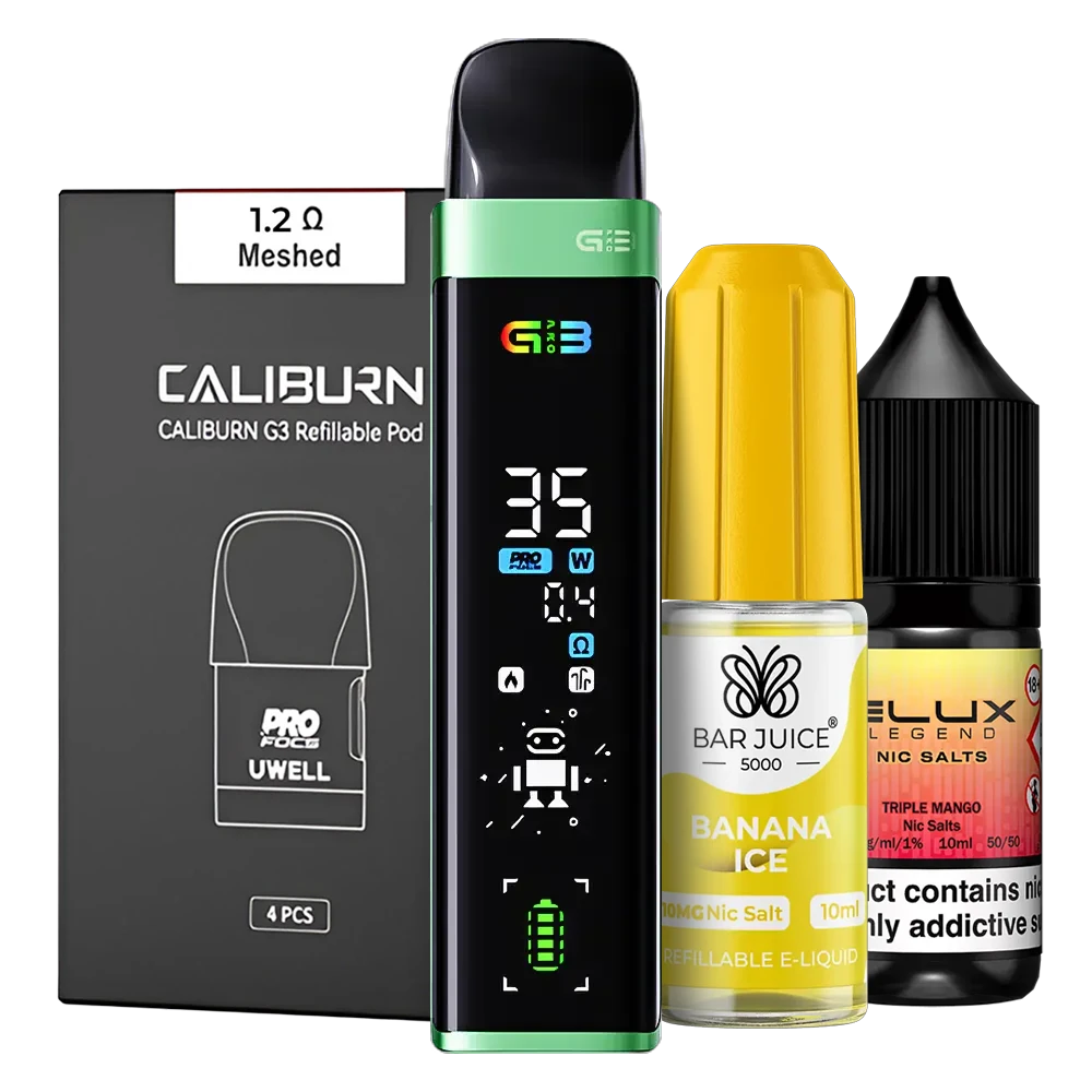Uwell Caliburn G3 Pro Pod Kit Bundle - Pods & Free E Liquid Uwell Caliburn G3 Pro Pod Kit Bundle - Pods & Free E Liquid