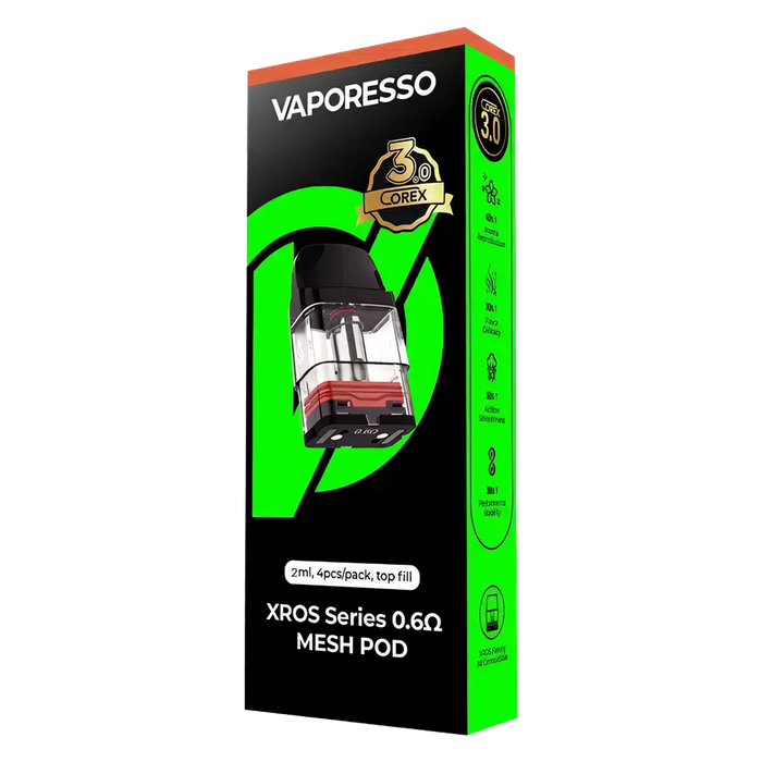 Vaporesso XROS COREX 3.0 Replacement Pods (4 Pack) | 9.99 UK Vaporesso XROS COREX 3.0 Replacement Pods (4 Pack) | 9.99 UK