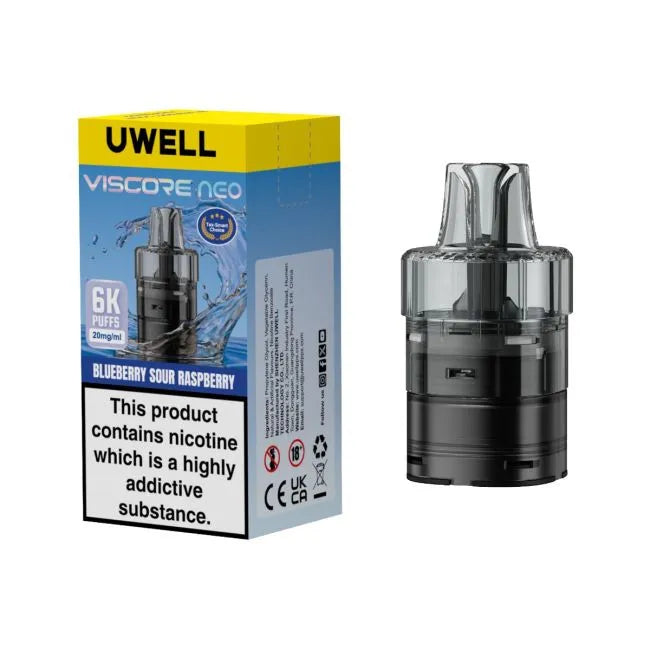 Blue Sour Raspberry Uwell Viscore Neo 6K Refill Pods