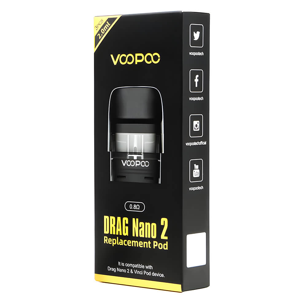 Drag Nano 2 Replacement Pods by VooPoo Drag Nano 2 Replacement Pods by VooPoo