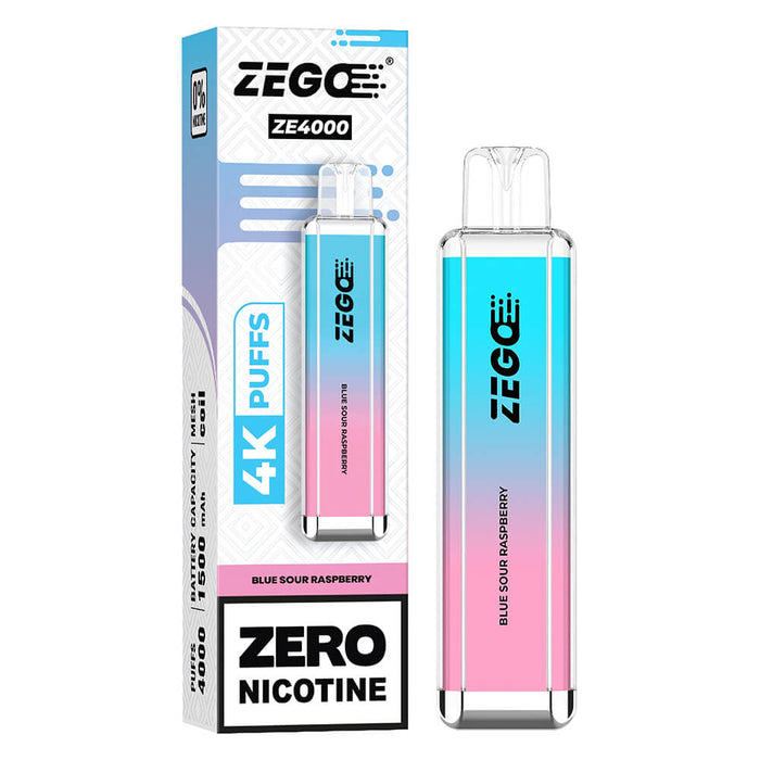 Zego ZE 4000 Blue Sour Raspberry 0 Nicotine Disposable Vape