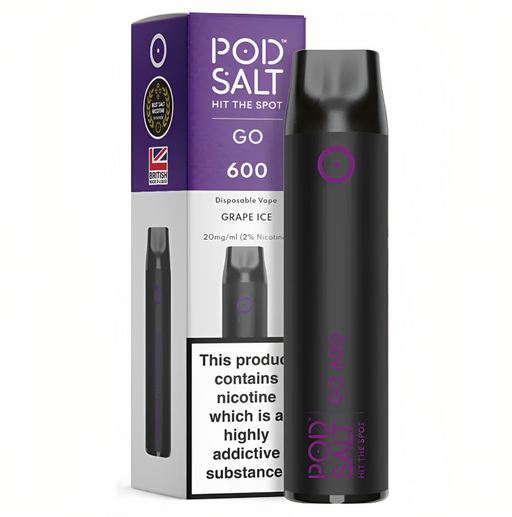 Pod Salt GO 600 Grape Ice Disposable Vape - WizVape | 3 for 20 100ml Shortfill Offer