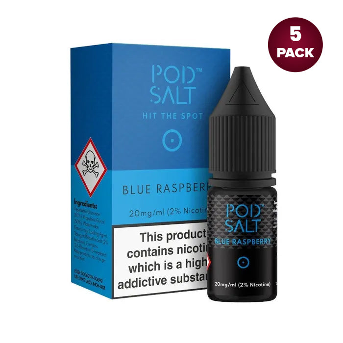 Pod Salt Blue Raspberry Nic Salt E-Liquid - 5 For £11