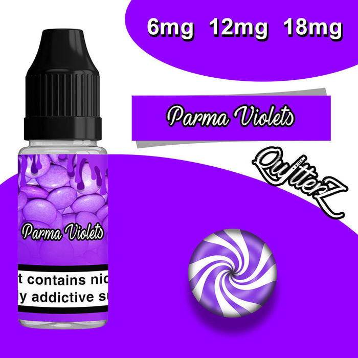 QuitterZ Parma Violets 10ml e liquid High PG 70Pg 30Vg
